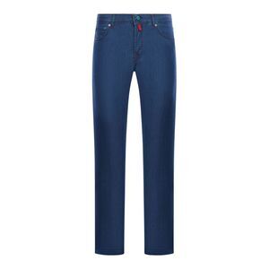Kiton Men Jeans In Blue Stretch Fabric